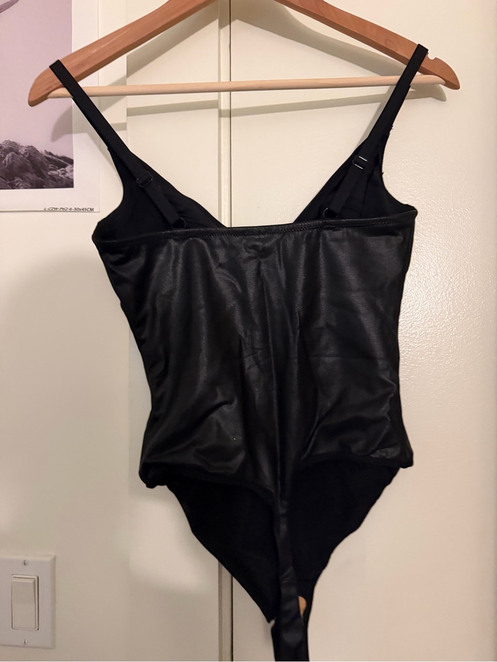 Black Faux Leather Underwire Bodysuit - Picture 3 of 5